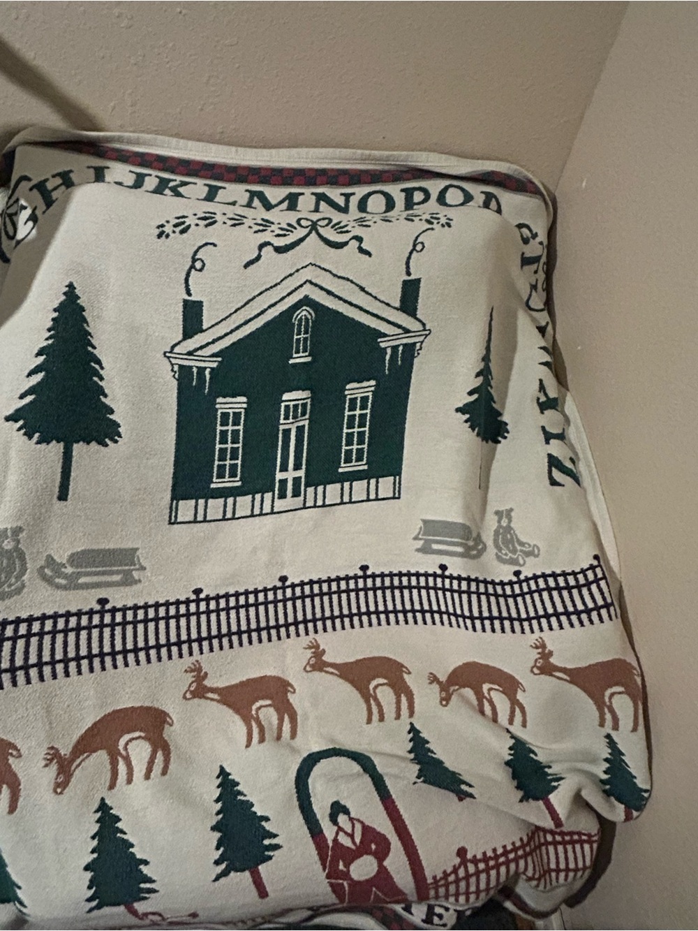 Vtg Woven Tapestry Throw Blanket